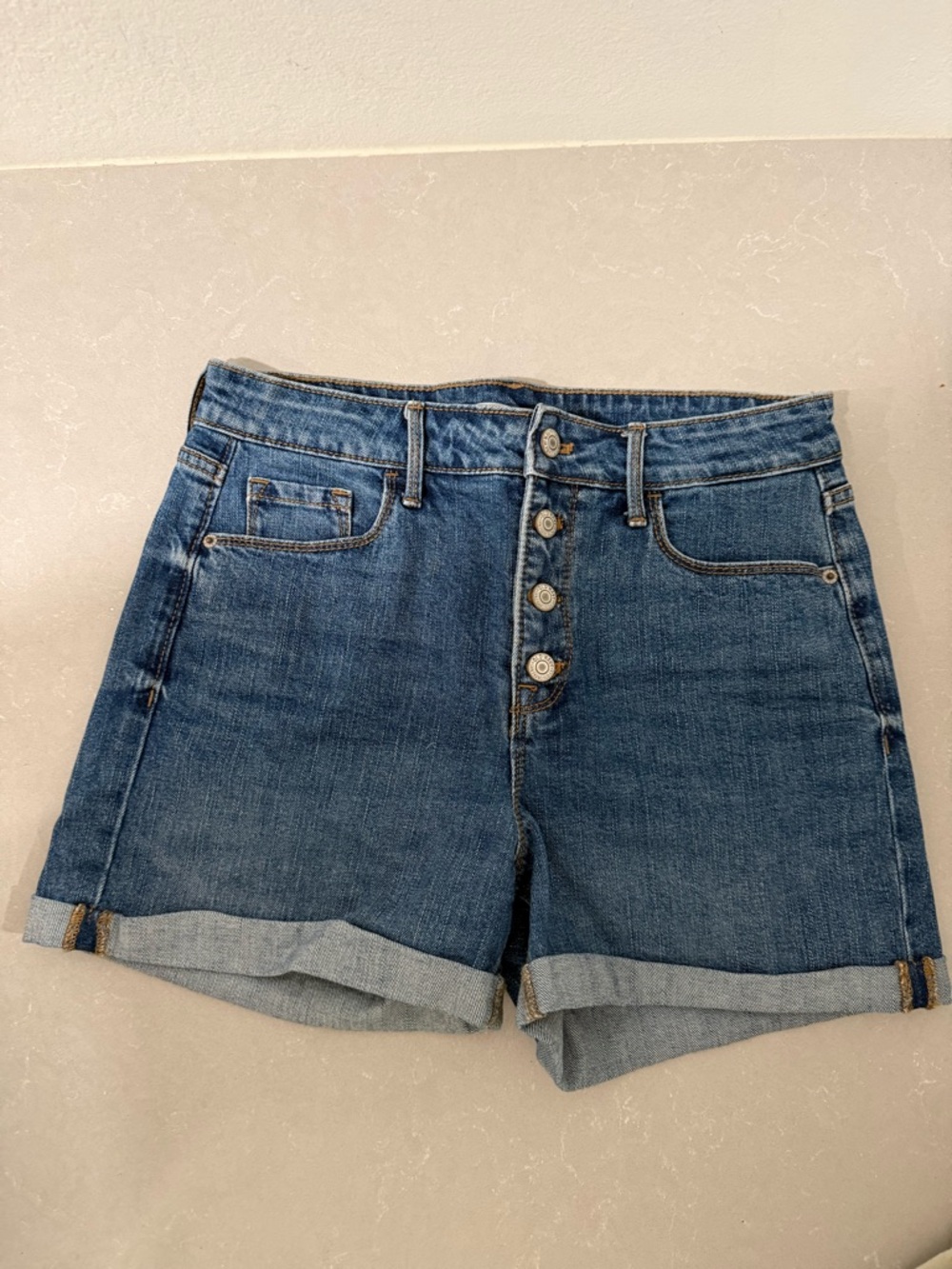 Old Navy Button-Front Cuffed Blue Denim Shorts